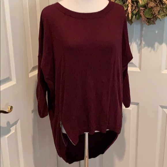 Express burgundy oversized sweater with zippers - Picture 1 of 6